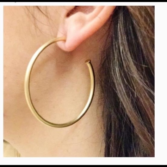 Matte Gold Hoops - Picture 2 of 2